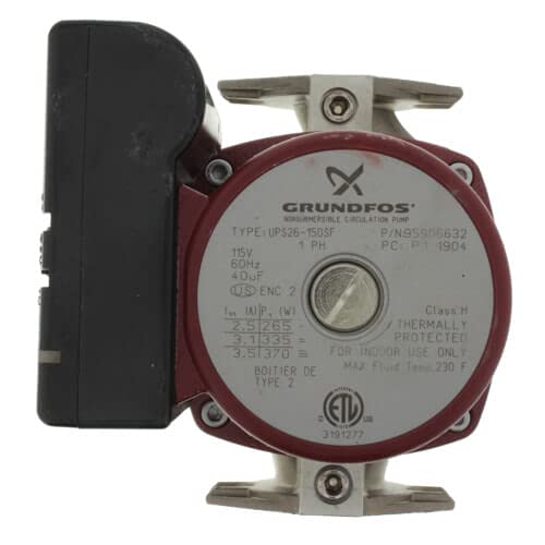 Grundfos UPS26-150SF 115V Three-Speed Stainless Steel Circulator Pump, Red