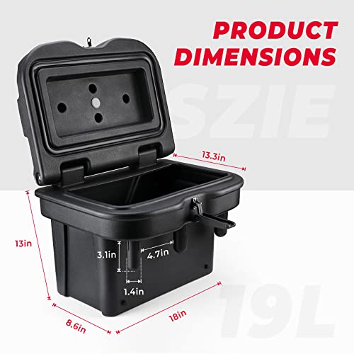 KEMIMOTO UTV Bed Storage Box 5.5GAL Compatible with Polaris Ranger 1000/XP 900 570 500 General 1000 4 2016 2017 2018 2019 2020 2021 2022 2023 2024 2025, Low-Density Polyethylene Cargo Storage Box