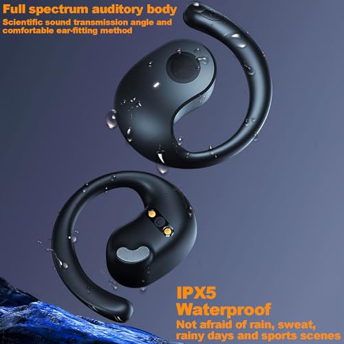 NEW Ultra Bone Conduction Earphones Open Earbuds with Immersive Audio Clear Call, Wireless Bluetooth Ear buds Stable Fit, Robust Bass, Sweat-Proof Sport Open-Ear Headphones with Mic, 48H Playtime