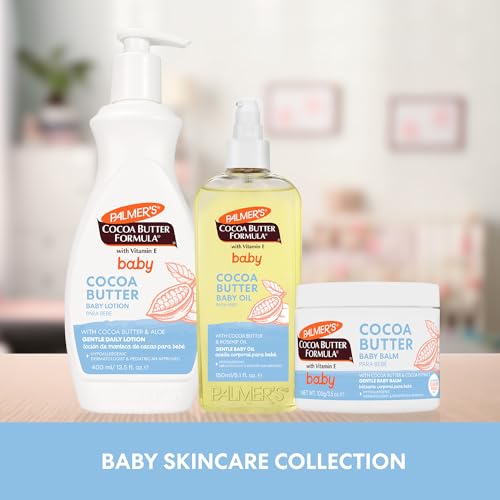 Palmer's Baby Lotion, Cocoa Butter Formula Body Lotion, 13.5 Fl Oz, Gentle Baby Moisturizer for Delicate Skin with Vitamin E & Aloe, Hypoallergenic, 48Hr Moisture, Dermatologist Tested Baby Essentials