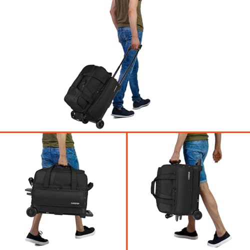 LARIPOP Dual Roller 2-Ball Bowling Bag, Featuring a Separate Large Shoe Compartment Capable of Accommodating Bowling Shoes, a 3-Section Telescopic Handle that Extends Up to 40" Designed for Travel.
