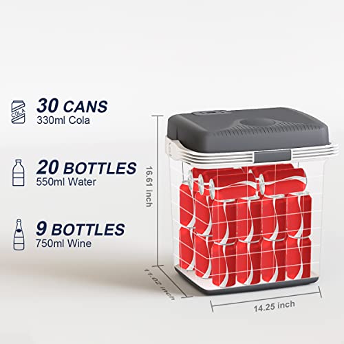 TREFAN Electric Cooler & Warmer28QT/26L, Portable Car Fridge (48℉~139℉), Car Cooler Plug in Mini Fridge, Electric Car Coolers for Vehicles AC/DC,12V Refrigerator for Car, Travel, Camping,Truck