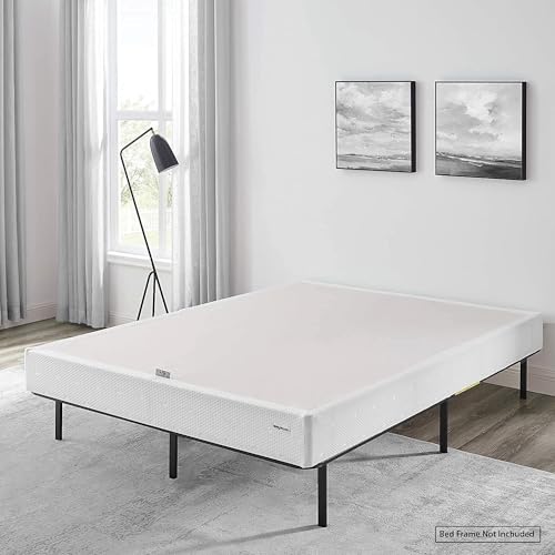 Amazon Basics Smart Box Spring Bed Base, 5 Inch Mattress Foundation, Tool-Free Easy Assembly, Twin, 74"L x 38"W x 5"H, White