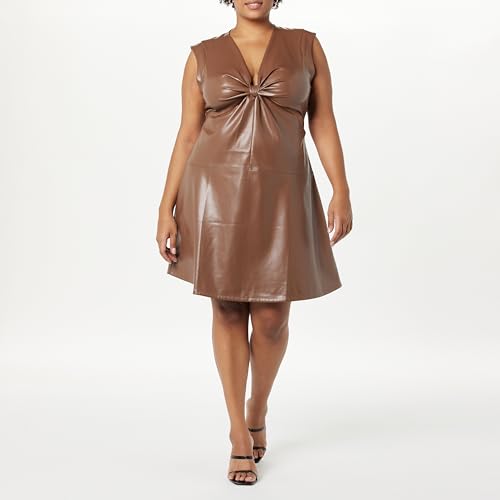 The Drop Women's Magdalena Vegan Leather Cut-Out Mini Dress, Black, 5X, Plus Size