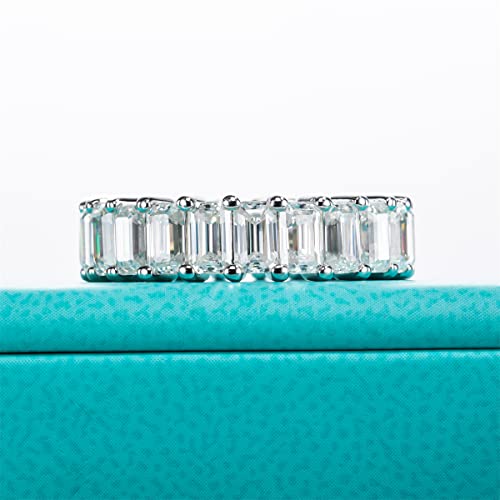 AnuClub Princess Cut Moissanite Eternity Ring 4cttw D Color VVS1 Lab Created Diamond Sterling Silver Eternity Wedding Band Ring, Christmas Gift for Women with Certificate(9)
