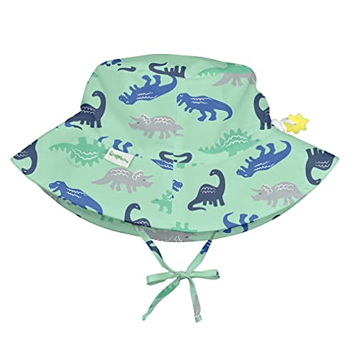 green sprouts i Play Baby Bucket Sun Protection Hat, Seafoam Simple Dino, 9-18 Months