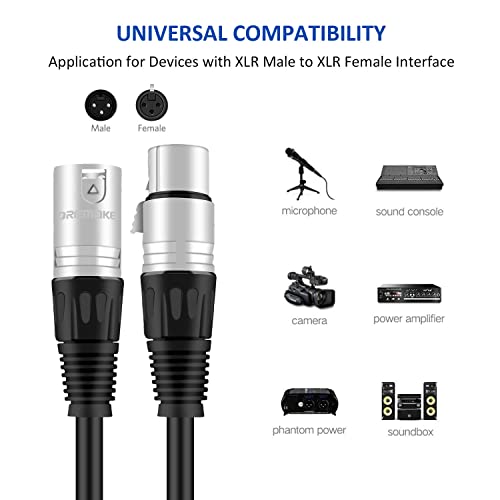 DREMAKE XLR Male to XLR Female Speaker Cable 3 Pin Pro Audio Mic Patch Cord,Shielded and Balanced Microphone Cable for Most Demanding Studio/Broadcast Use - 10 Foot/Black