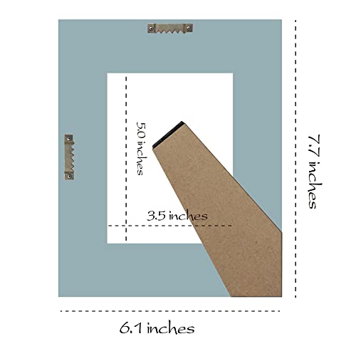 Buecasa Rustic 3.5x5 Inches Wooden Picture Frame Pack of 2 Vintage Cyan and White in Gift Box - Distressed Wood High Definition Glass Photo Frame Outside 6.1x7.7 Inches - 2 Way Display Tabletop or