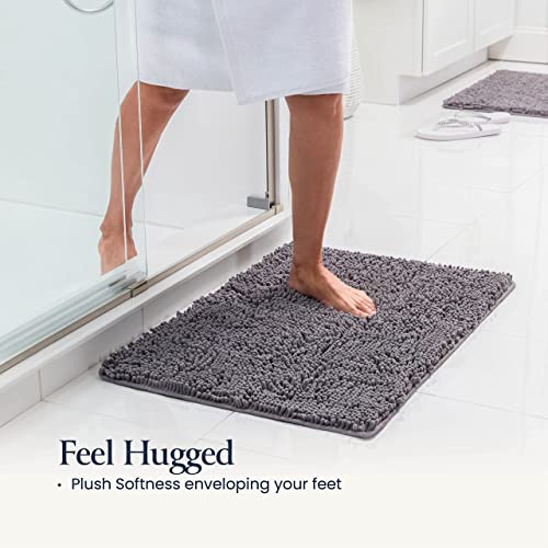BELADOR Bathroom Rugs Sets 2 Piece- Plush Bath Mat Set Quick-Dry Soft Chenille Bathroom Mat with Rubber Backing, Absorbent Bathroom Rug Set, Washable Bath Rugs for Bathroom- Bath Mats 24x17 + 30x20