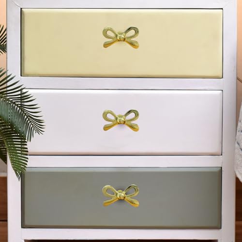 Perilla Home Set of 6 Brass Bow Knobs for Cabinet & Drawers Decorative Bow Knobs for Home Kitchen Cabinet Hardware Cupboard Metal knobs Door Dresser Wardrobe and Drawer Pulls