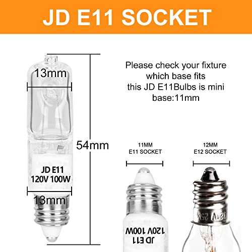 haraqi 4 Pack JD E11 120V 50 Watt Halogen Bulbs,Mini Candelabra Bulbs for House Lighting Fixtures,Ceiling Lamps,Table Lamps,Cabinet Lighting