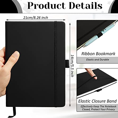 28 Pack Lined Notebook Journal Bulk A5 Hardcover Notebook PU Leather College Ruled Notepad 5.5 x 8.2 Inch Ruled Lined Journal Set With Pen Holder for School Business Work Travel Writing(Black)
