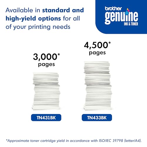 Brother Genuine TN433BK High Yield Toner-Retail Packaging , Black, 1 Size
