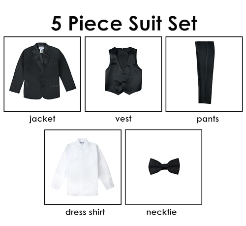 Spring Notion Boys' Classic Fit Tuxedo Set, No Tail 10 Black-Burgundy