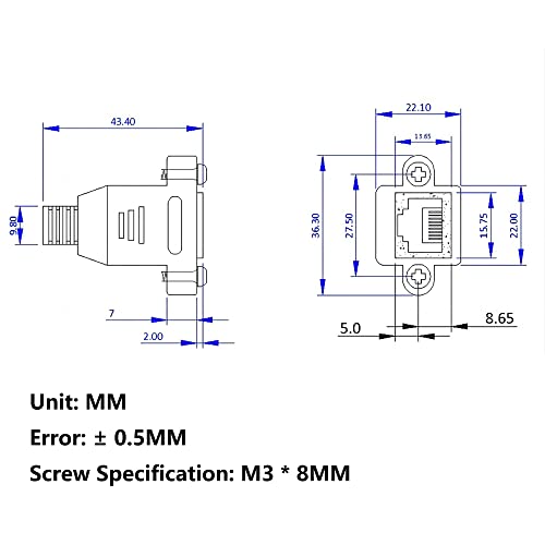 GELRHONR Right Left RJ45 Ethernet Extension Cable with Panel Installation for Router Modem Smart TV PC Computer LaptopI (Left Angle Black-50CM)