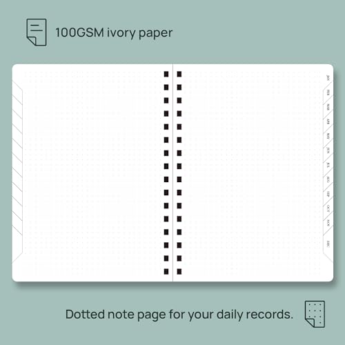 POPRUN Monthly Planner 2024-2025 Spiral Bound (6.25'' x 8.5'') 18 Months Calendar (Jul 2024 - Dec 2025) - 4 Pages per Month with Monthly Dotted Note Pages, Sunday Start, HardCover - Black