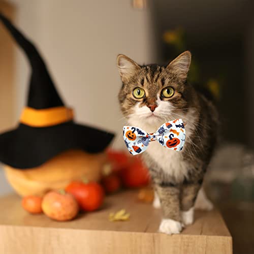 Halloween Cat Collar with Bell, 2 Pack Holiday Jack-O-Lantern and Candycorn Collar for Kitty Kitten Male Female Cats (Jack-O-Lantern/Skeleton Dance)