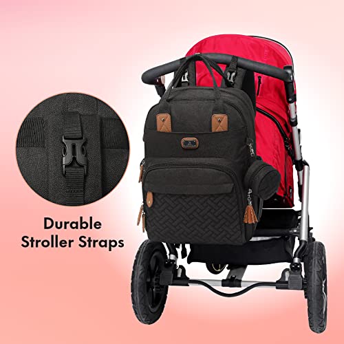 Dikaslon Diaper Bag Backpack with Portable Changing Pad, Pacifier Case and Stroller Straps, Large Unisex Baby Bags for Boys Girls, Multipurpose Travel Back Pack Moms Dads, Purple
