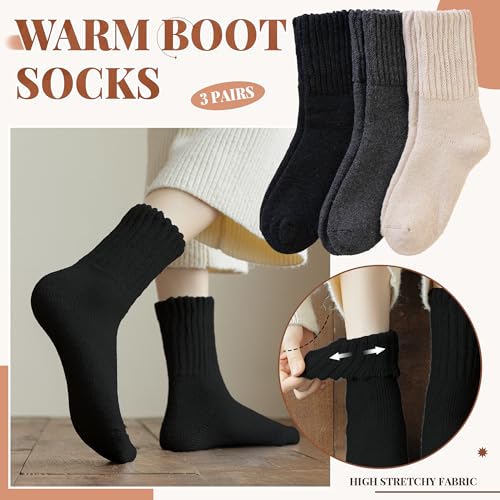Velice Wool Socks for Women Merino Wool Boot Hiking Thick Thermal Warm Socks Winter Crew Cushion Cozy Work Socks 5 Pairs(Color A-011)