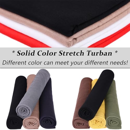 XTREND 1 Piece Turbans for Women Stretch Jersey Headwraps Fashion Neck Sleeve Sleeping Turban Solid Color Head Wrap Extra Wide Turban Caps Soft Breathable African Headwrap for Women (Camel)