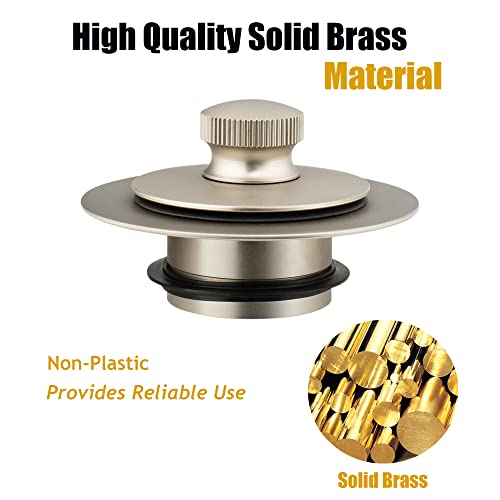 Artiwell Universal Lift and Turn Bath Drain Stopper and Cover, Bathtub Drain Stopper, Replaces lift and turn, Tip-Toe and Trip Lever drains for Tub, EZ Installation and Clearing (BRUSHED NICKEL)