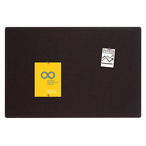 Quartet Bulletin Board, Fabric, 3' x 2', Frameless, High-Density Fiberboard, Oval Office, Black (7683BK)