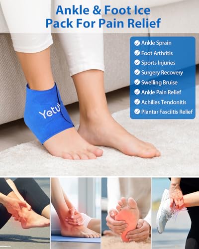 Yetulike Ankle Ice Pack Wrap for Swelling Foot Pain Relief - Ankle Cold Pack Wrap Hot Cold Therapy Ankle Ice Wrap for Sprains, Achilles, Tendonitis