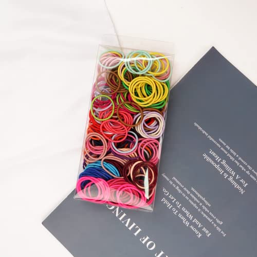 CÉLLOT 300PCS Toddler Hair Ties,2.7cm in Diameter No Crease Thumb Size Rubber Hair Elastics,Small Thin Hair Ponytail Holders Hair Accessories for Baby Girls Kids Children