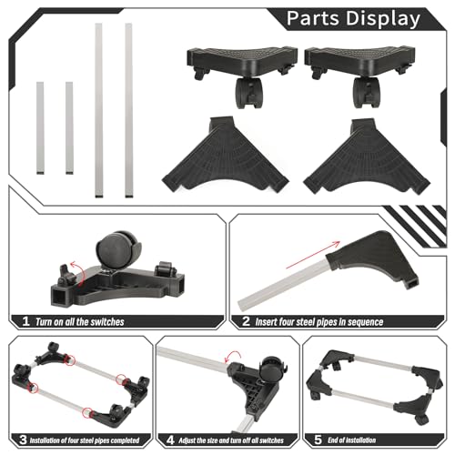 Liitrton Mobile CPU Stand Adjustable Computer Tower Stand with 4 Caster Wheels Fits Most PC (Black)