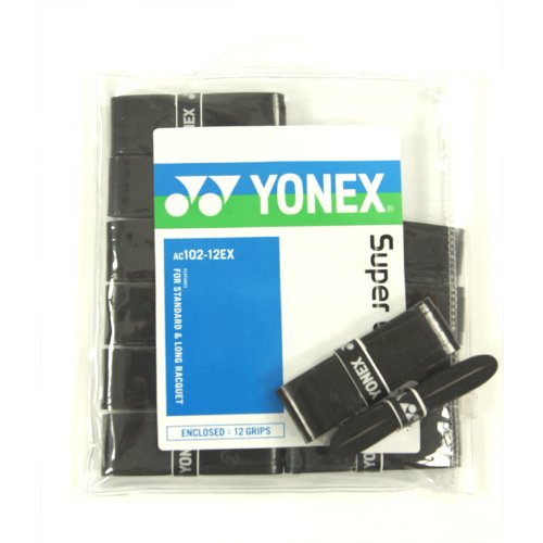 YONEX Overgrip Super GRAP 12er Tennis Racket Grip, Black, Standard Size