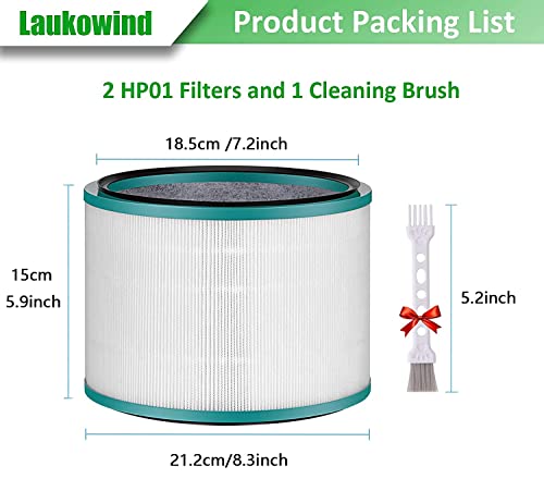 Laukowind Air Purifier Filter Replacements for Dyson HP01, HP02, DP01 Desk Purifiers, Filter Compatible with Dyson Desk Purifier, Air Purifier Filter Replacement, Compare to Part # 968125-03, 2 Pack