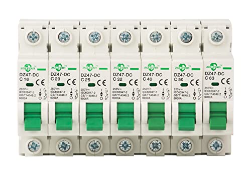 DC Miniature Circuit Breaker - Mini Home Circuit Breaker 12V-250V DZ47-63 Din Rail Mount 1 Pole 10A, DC Solar MCB