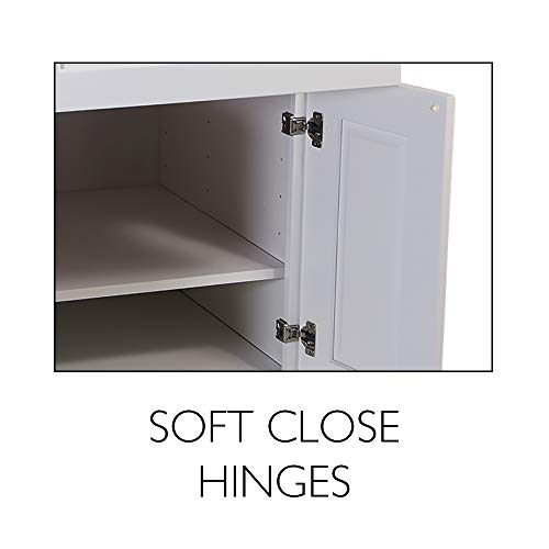 Brookings Shaker Unassembled Bridge Wall Kitchen Cabinet W3012, 30 W x 12 D x 12 H, Painted White, Solid Wood, Design House, 561621