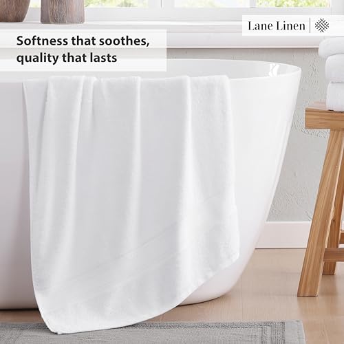 Lane Linen Luxury Bath Towels Set of 6 (24" x 48") - 100% Cotton Towels for Bathroom - Zero Twist, High Absorbency, Durable, Quick Dry Grey Towels Set - Super Soft Grey Bathroom Towels Set - Cool Grey