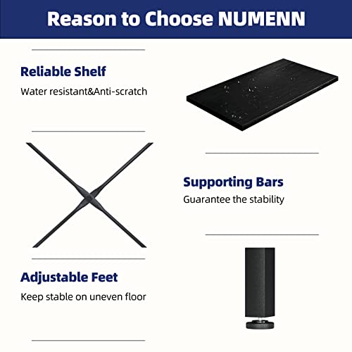 NUMENN Triple Wide 4 Tier Bookshelf, Adjustable Rustic Industrial Style Bookcases with 11 Open Display Shelves, Modern Tall Bookcase Furniture for Bedroom, Living Room and Home Office, Black