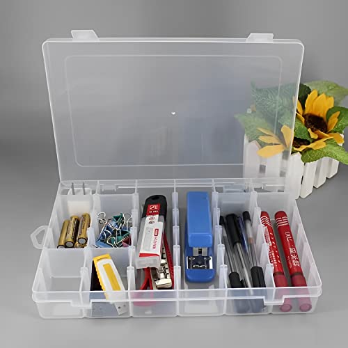Sooyee 4 Pack 36 Grids Clear Plastic Organizer Box,Craft Organizers and Storage Container with Adjustable Dividers for Beads,Art DIY, Crafts, Jewelry, Screw,Fishing Tackle,Washi Tapes