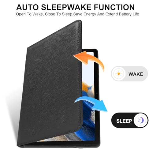 LRCXL Case for Samsung Galaxy Tab A8 10.5 Inch, Auto Wake/Sleep, 360 Degree Rotating Stand Case Cover for Galaxy Tab A8 10.5 Inch 2022 (SM-X200/X205/X207) (Black)