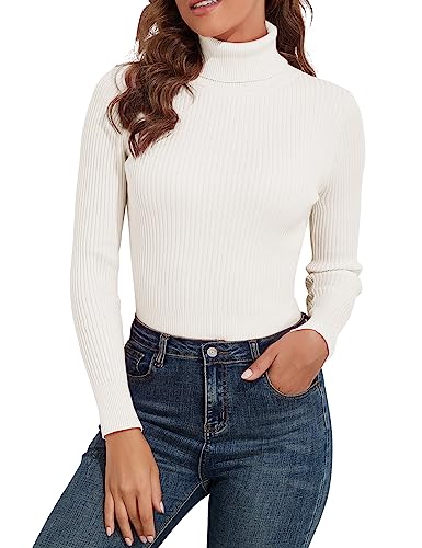 PrettyGuide Women's Ribbed Turtleneck Long Sleeve Sweater Windsor Wine S