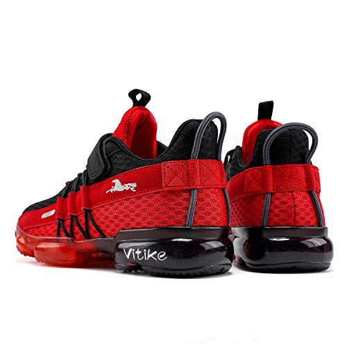 JMFCHI Boys Girls Kids' Sneakers Knitted Mesh Sports Shoes Breathable Lightweight Running Shoes for Kids Fashion Athletic Casual Shoes 12 Little Kid Black Red 8169K