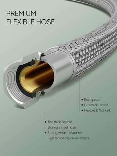 Cobbe Black Bathroom Faucets 3 Hole, 4 Inch Bathroom Sink Faucet with Pop Up Drain and 2 Supply Hoses, 2 Handle Centerset Bathroom Faucet for Sink Vanity, Matte Black