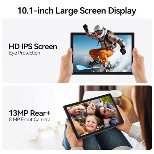 Android 13 Tablet 2024 Newest 10 inch Octa-Core Tablet, 128GB ROM+16GB RAM (8+8 Virtual)+1TB Expand, 5G WiFi Tablet with 13MP+8MP Camera, 8000 mAh Battery, 2 in 1 Tablet with Keyboard, Mouse, Case