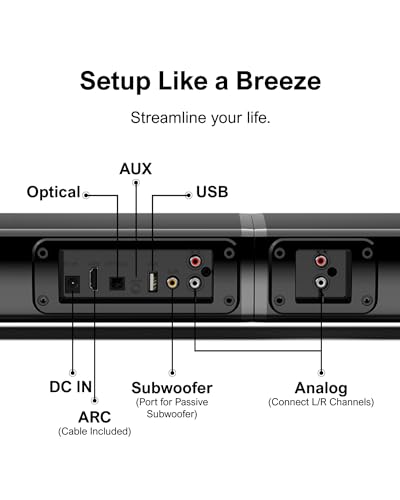 ULTIMEA 4.1ch Sound Bar for Smart TV with Subwoofer, Peak Power 200W, 2-in-1 Detachable Bluetooth 5.3 Soundbar, Bass Adjustable, 3 EQ Modes TV Sound Bar, ARC/Optical/Aux, Apollo S50 Detachable Series