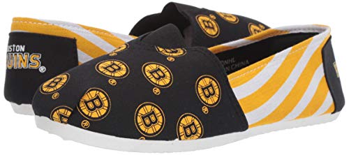 FOCO NHL Boston Bruins Women's Canvas Stripe Shoes, X-Large (11-12), Black