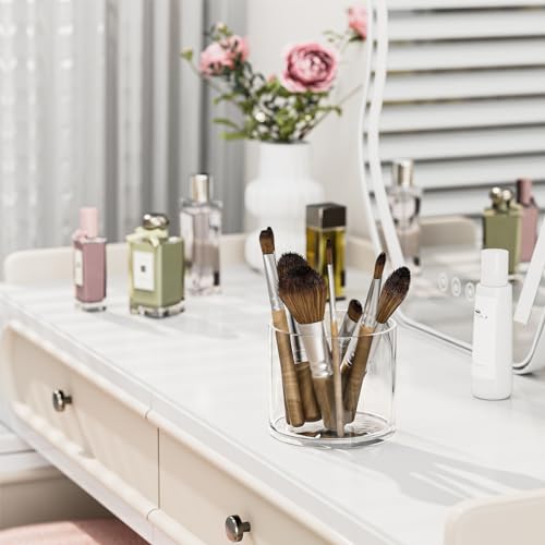 MaxGear 2 Pack Pen Holder Acrylic Cylinder Container, Round Pencil Holder for Desk Pen Cups for Utensil Makeup Brush Holder, Clear Stationery Organizer for School Home Supplies Office Desk Accessories