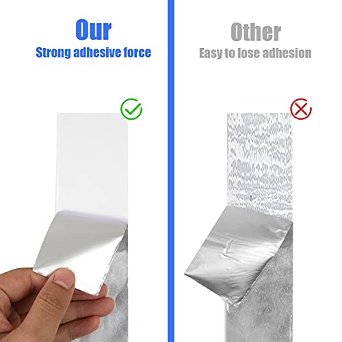 Aluminum Foil Tape, 2 inch x 65 Feet (3.9 mil), Insulation Adhesive Metal High Temperature Heavy Duty HVAC Tape, Silver for Ductwork, Dryer Vent, HVAC