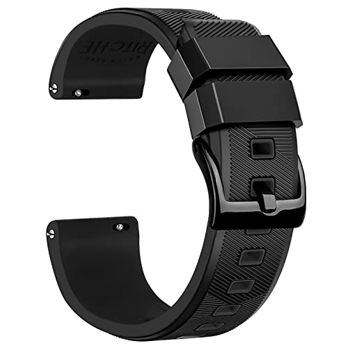 Ritche Christmas Gift Christmas Stocking Stuffers 18mm Silicone Watch Band Black Quick Release Rubber Watch Bands for Men Women, White Elephant Gifts, Stocking Stuffers for Men
