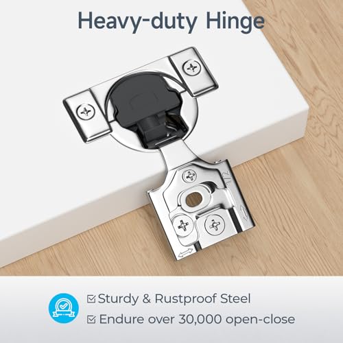 HOSOM 10 Pack Soft Close Cabinet Hinges, 1/2 inch Overlay Kitchen Cabinet Hinges Cabinet Door Hinges, 105° Opening Angle Soft Close Hinges for Cabinet Doors 3-Way Adjustment Hidden Cabinet Hinges