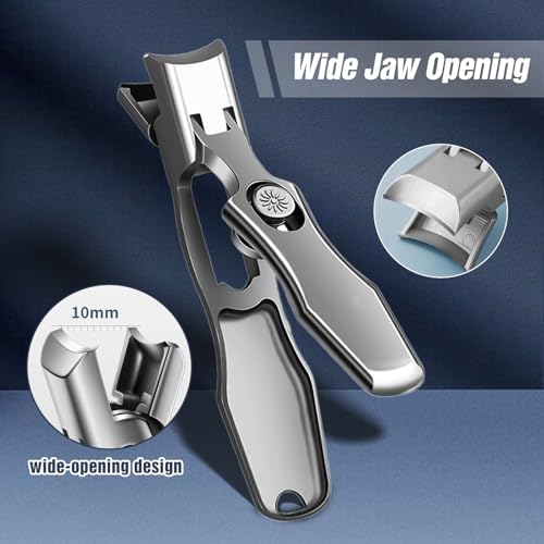 German Nail Clippers for Men, 2024 New Ultra Sharp Stainless Steel German Nail Clippers, Professional Anti-Splashing German Toenail Clippers for Seniors, Cuts Thick Nails with Ease (Large-Black)