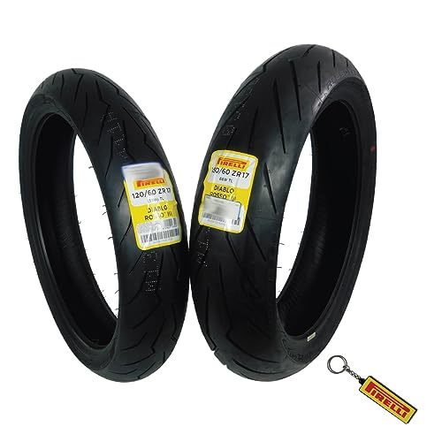 Pirelli Diablo Rosso III Motorcycle Tire Set: 120/60 ZR 17 M/C Front & 150/60 ZR 17 M/C TL Rear- High Performance, Durable for Sport/Street Bikes (2 Pack)