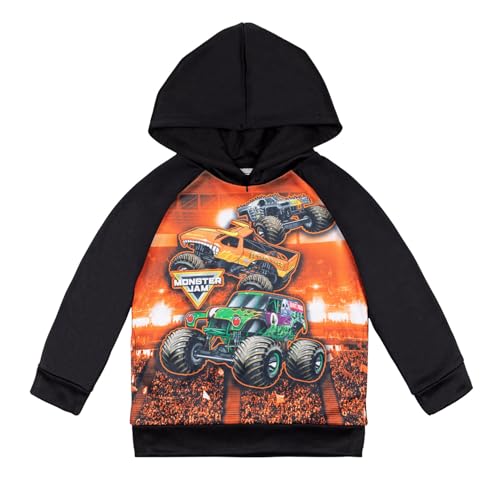 Monster Jam Maximum Destruction El Toro Loco Grave Digger Toddler Boys Fleece Pullover Hoodie Orange 2T